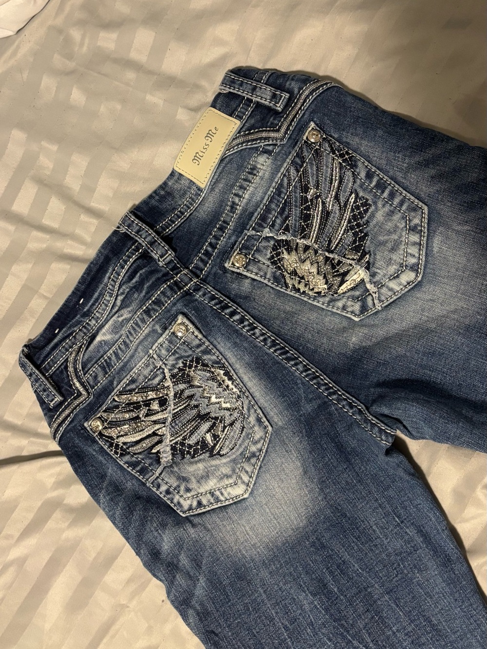 Miss Me Men's Embellished Dark Blue Bootcut Jeans